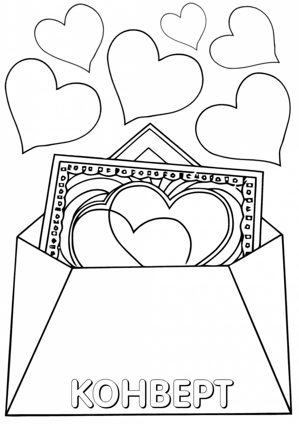 Cozy envelope template coloring page