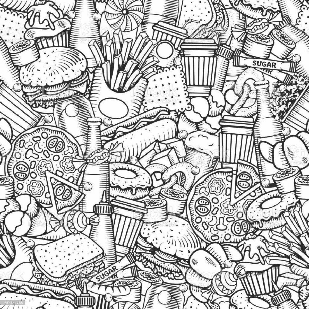 Раскраска Неотразимая раскраска сложная еда