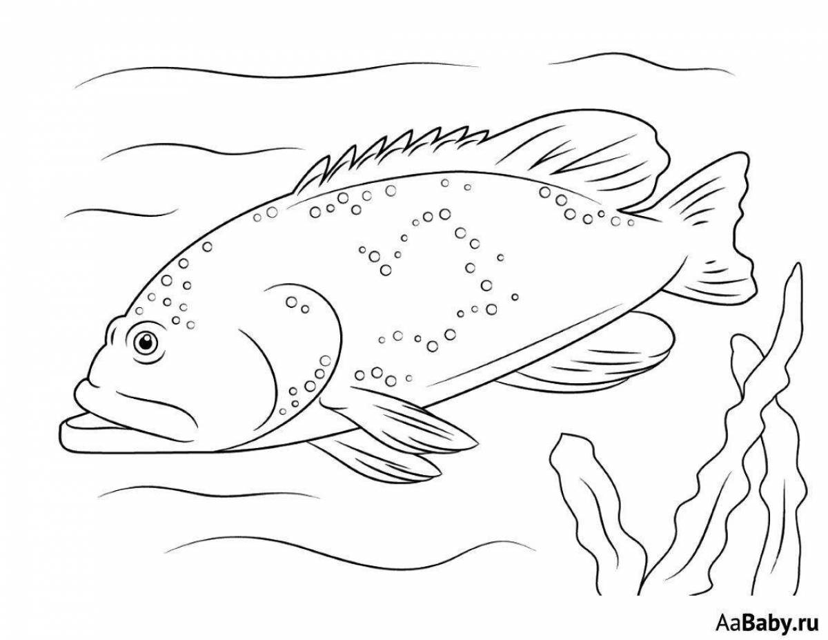 Adorable fish pattern coloring book