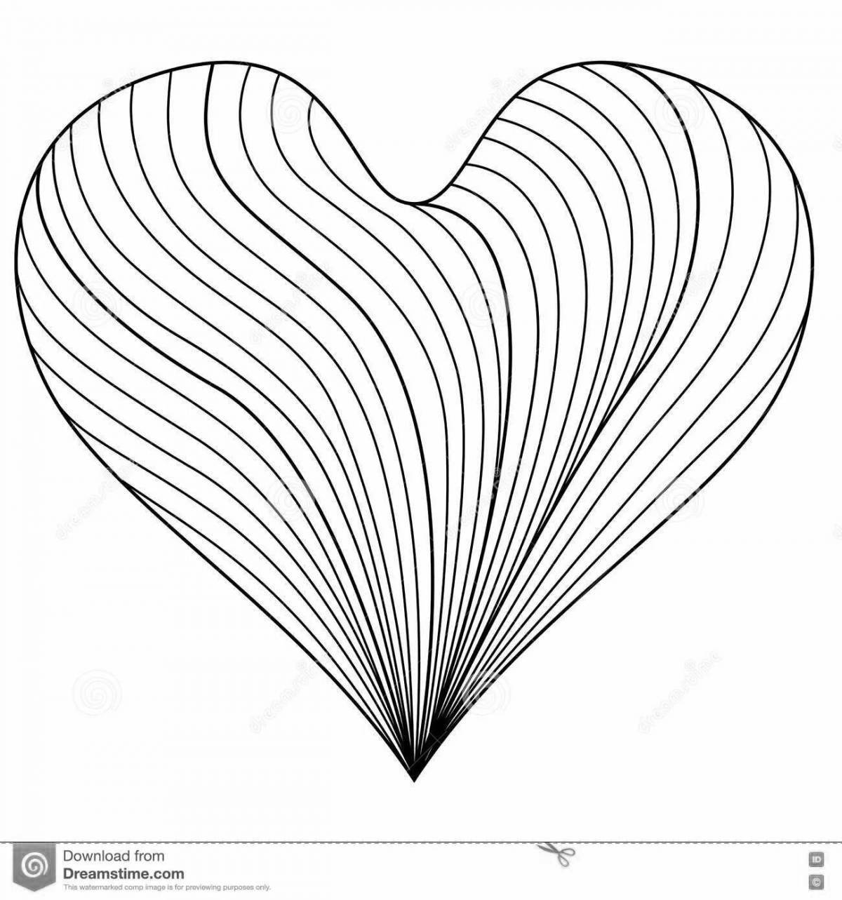 Glowing rainbow heart coloring page
