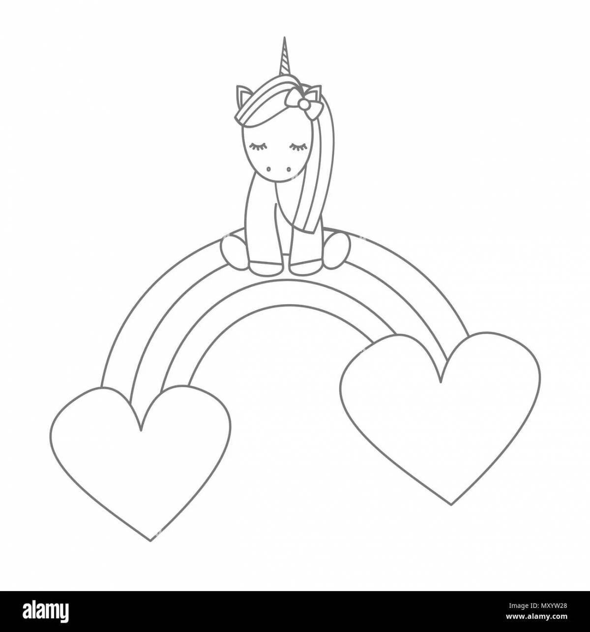 Gorgeous Rainbow Heart Coloring Page