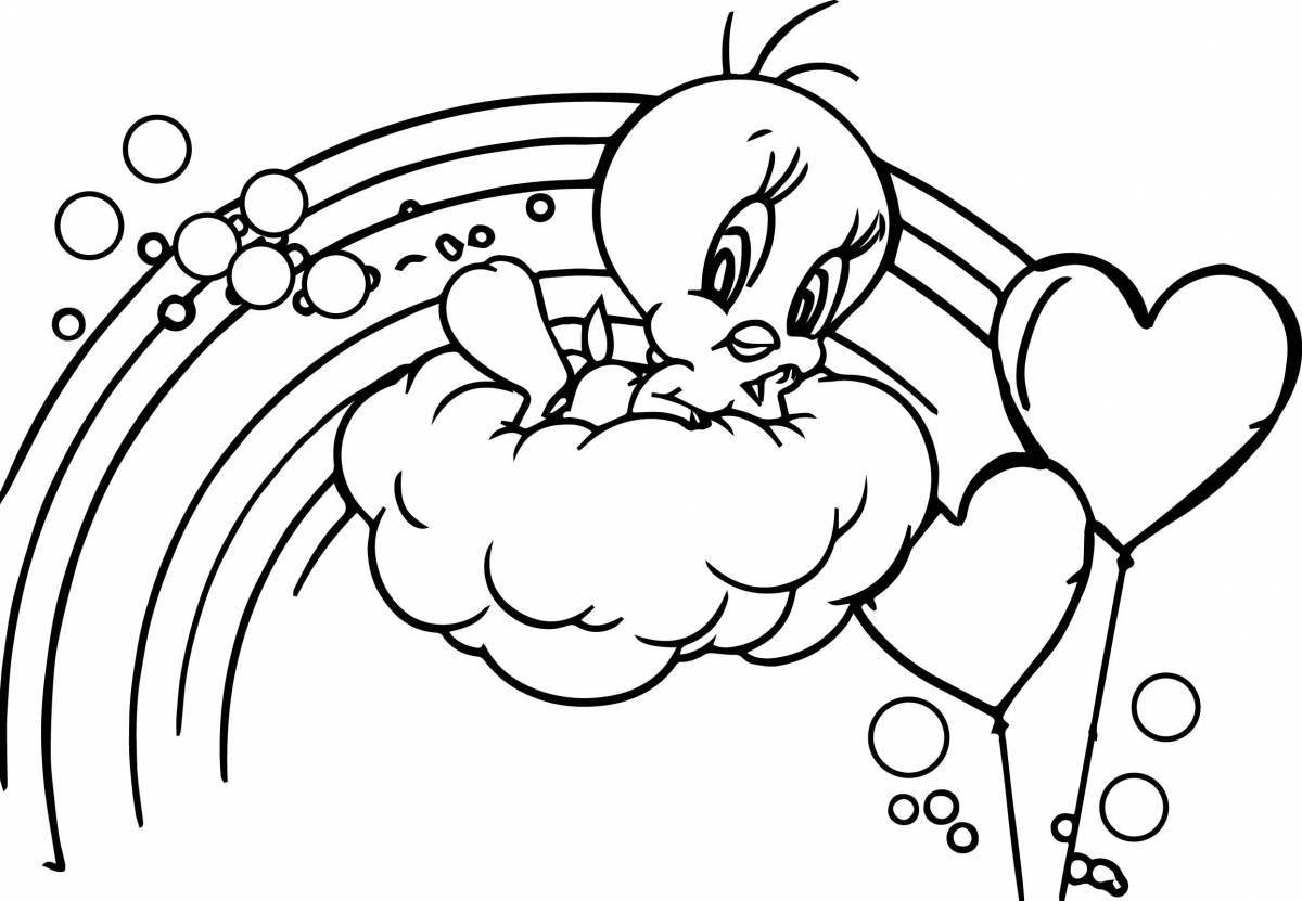 Gorgeous rainbow heart coloring page
