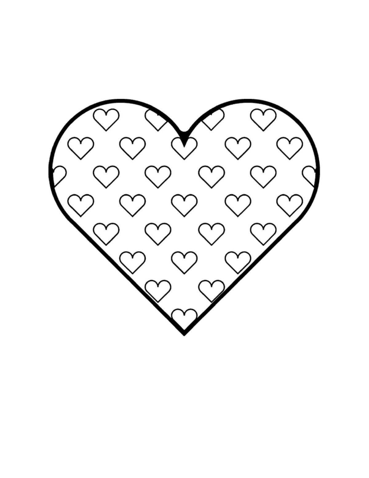 Glorious rainbow heart coloring page