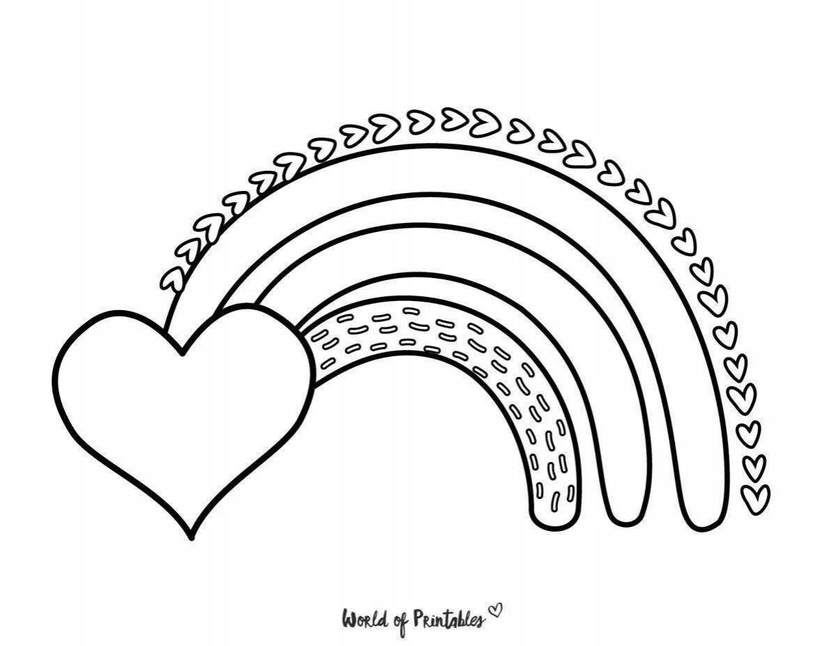 Awesome rainbow heart coloring page