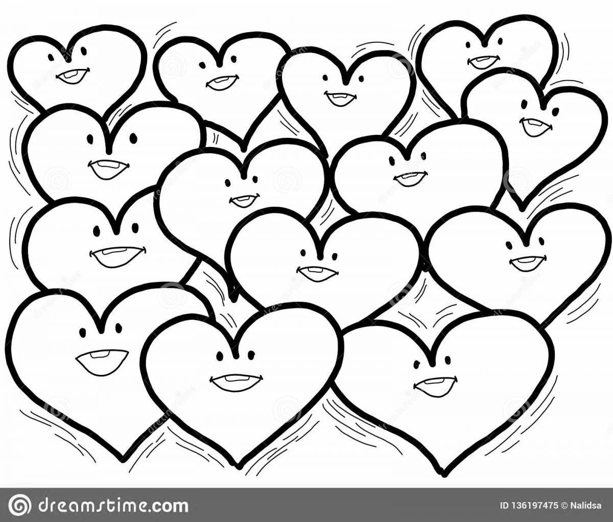 Adorable rainbow heart coloring page