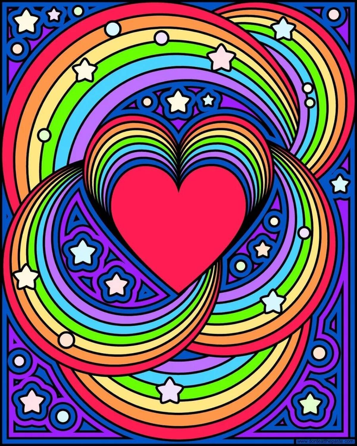 Luxury rainbow heart coloring page