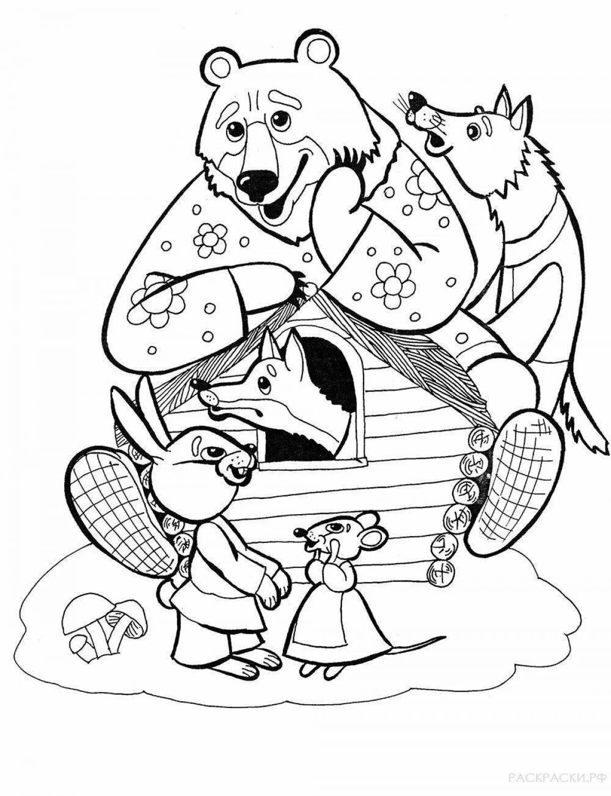 Coloring page charming bear teremok