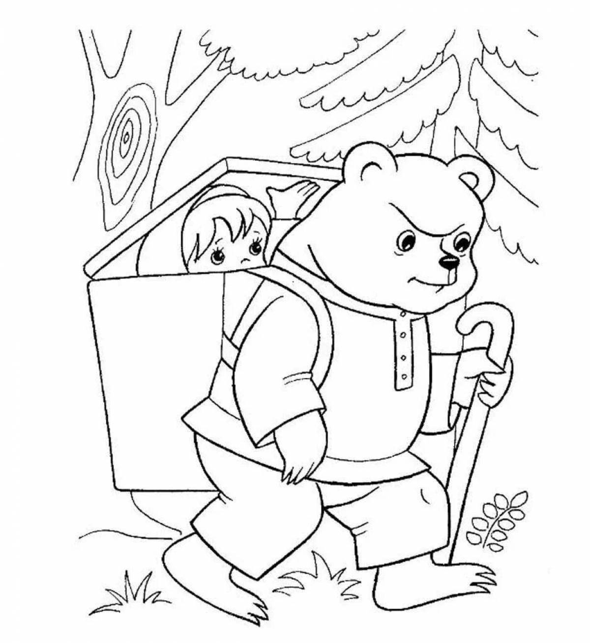 Funny teremok bear coloring book