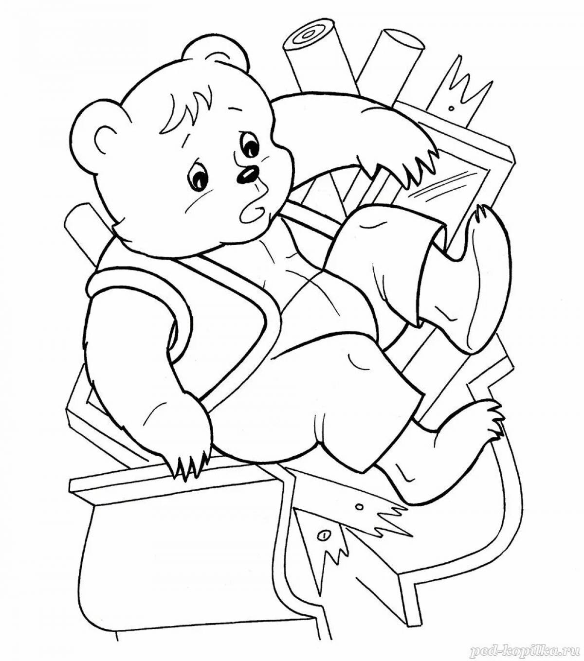 Comic bear-teremok coloring book