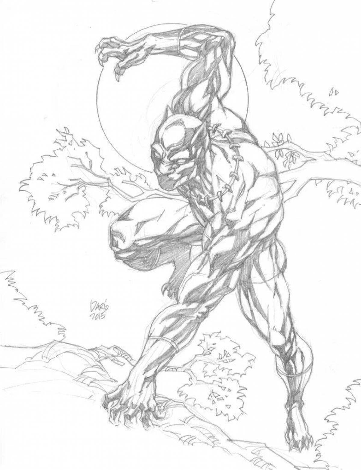 Manly coloring panther superhero