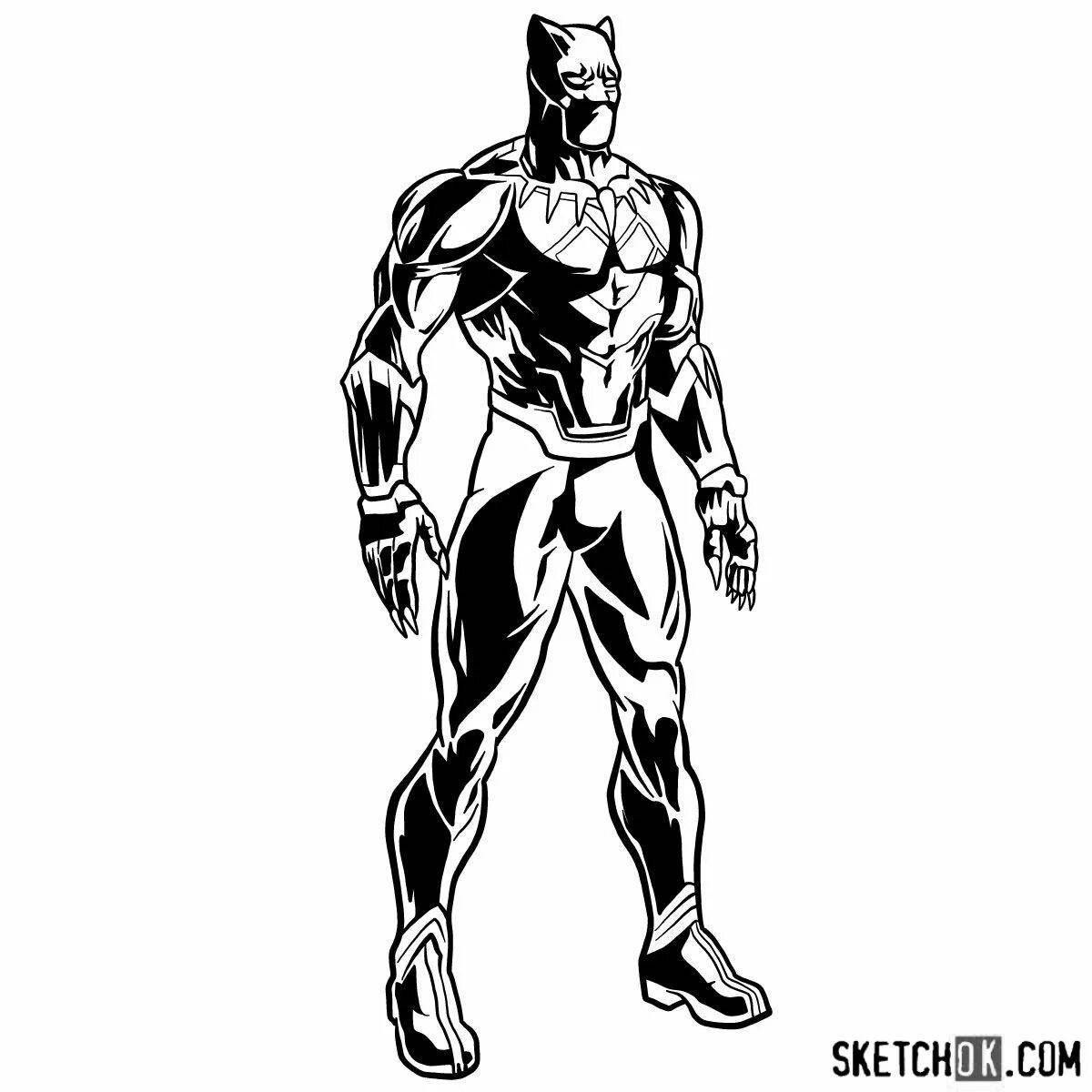 Fun coloring book superhero panther