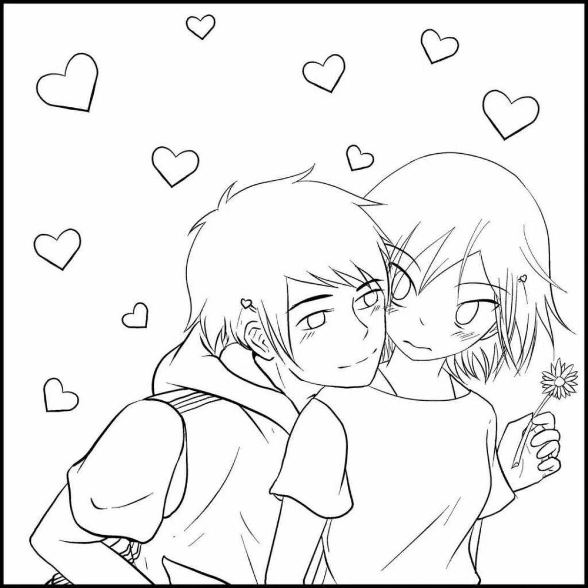 Violent anime kiss coloring page