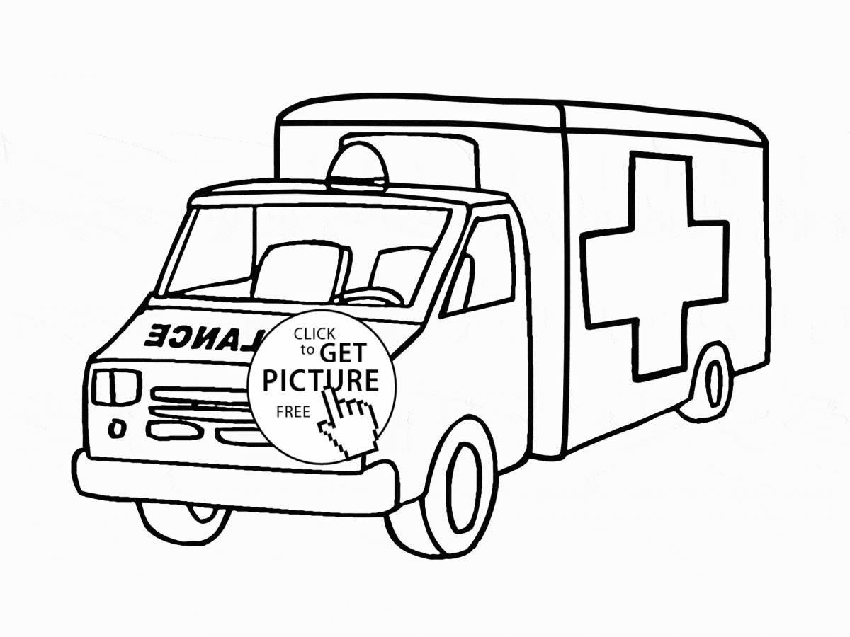 Раскраска очаровательная машина скорой помощи