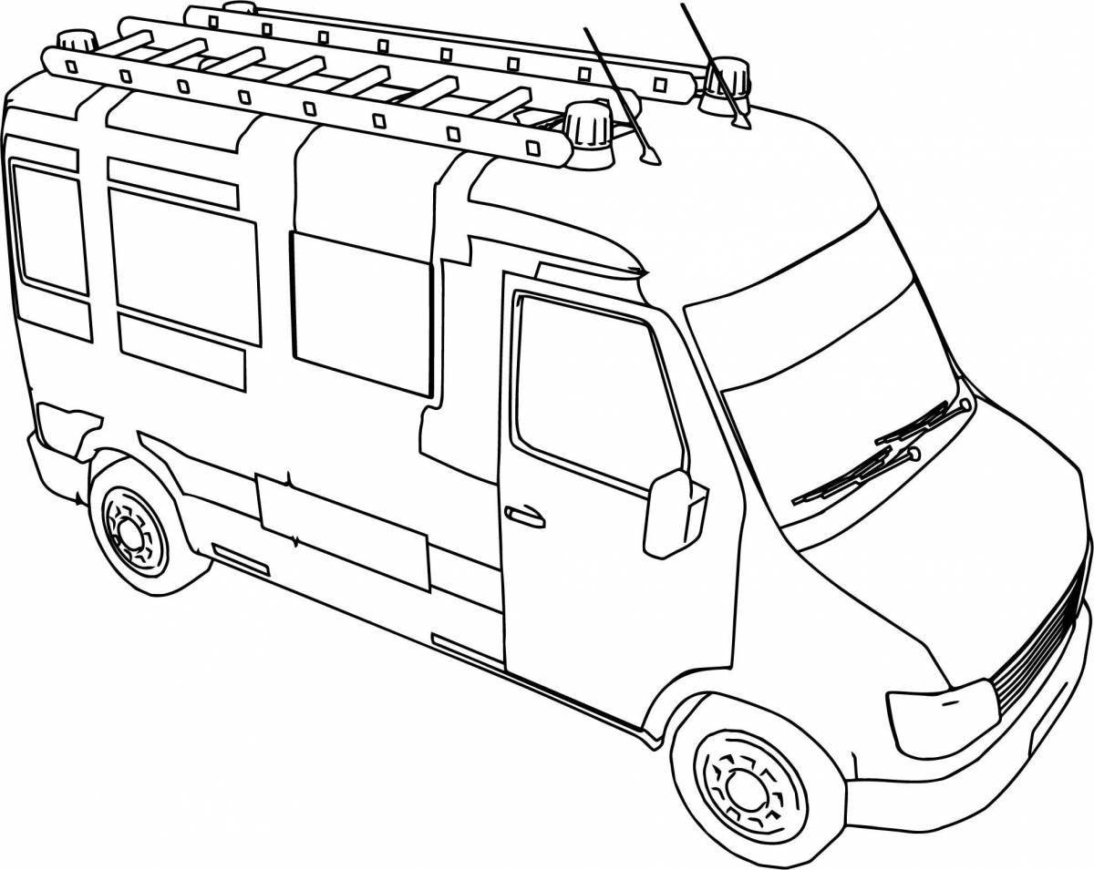 Photo Adorable ambulance coloring page