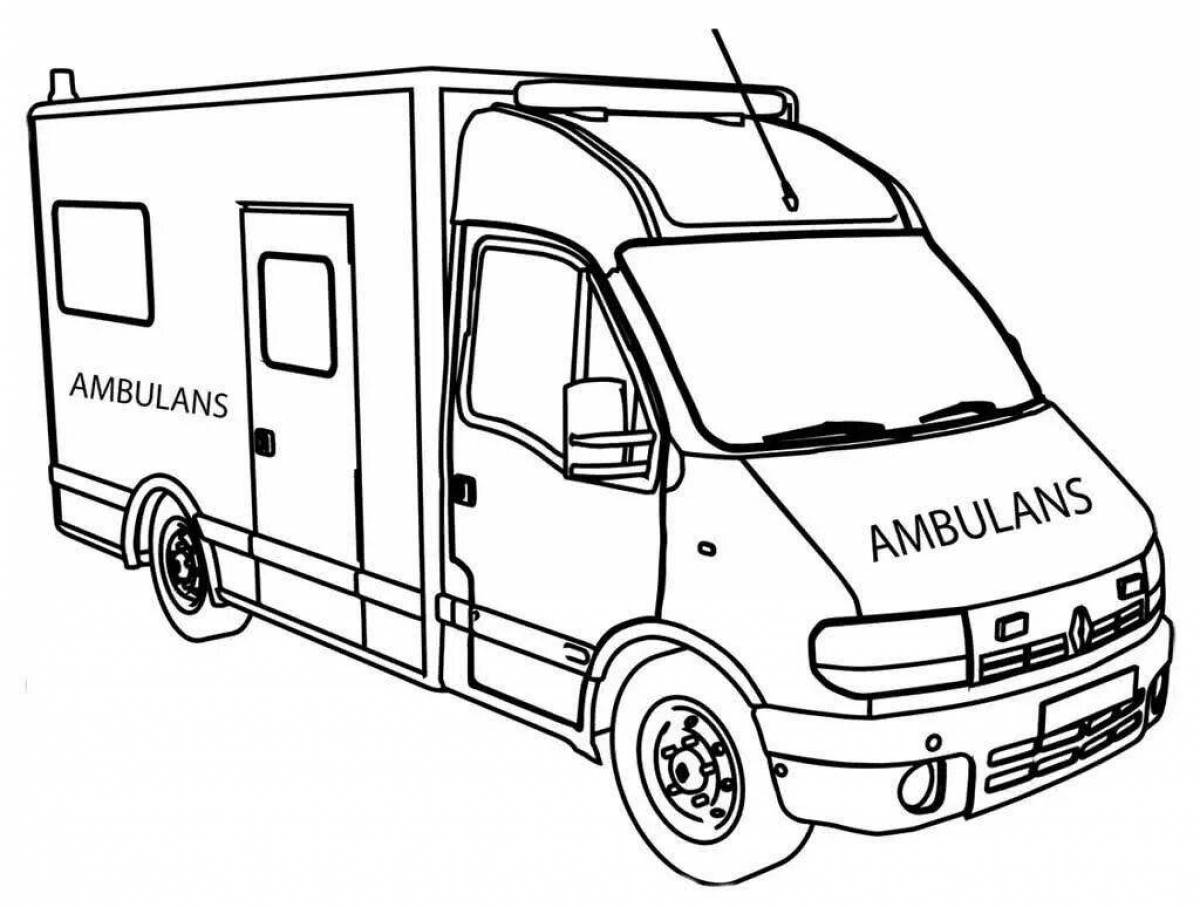 Playful ambulance coloring page