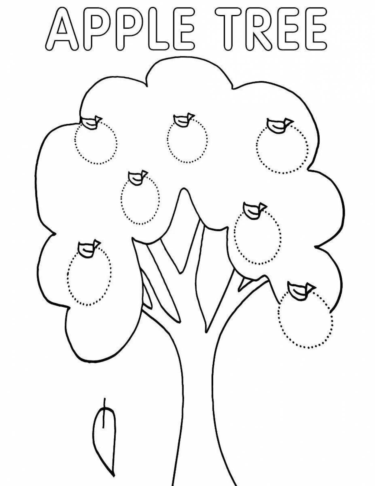 Serene coloring apple tree