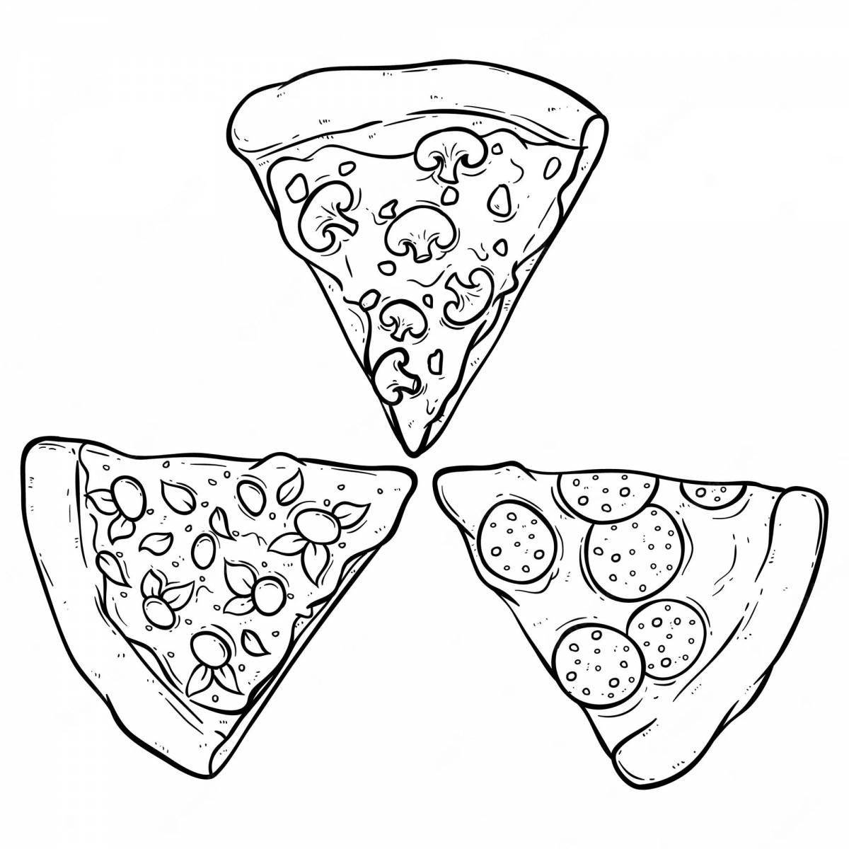 Приглашающая раскраска кусочек пиццы