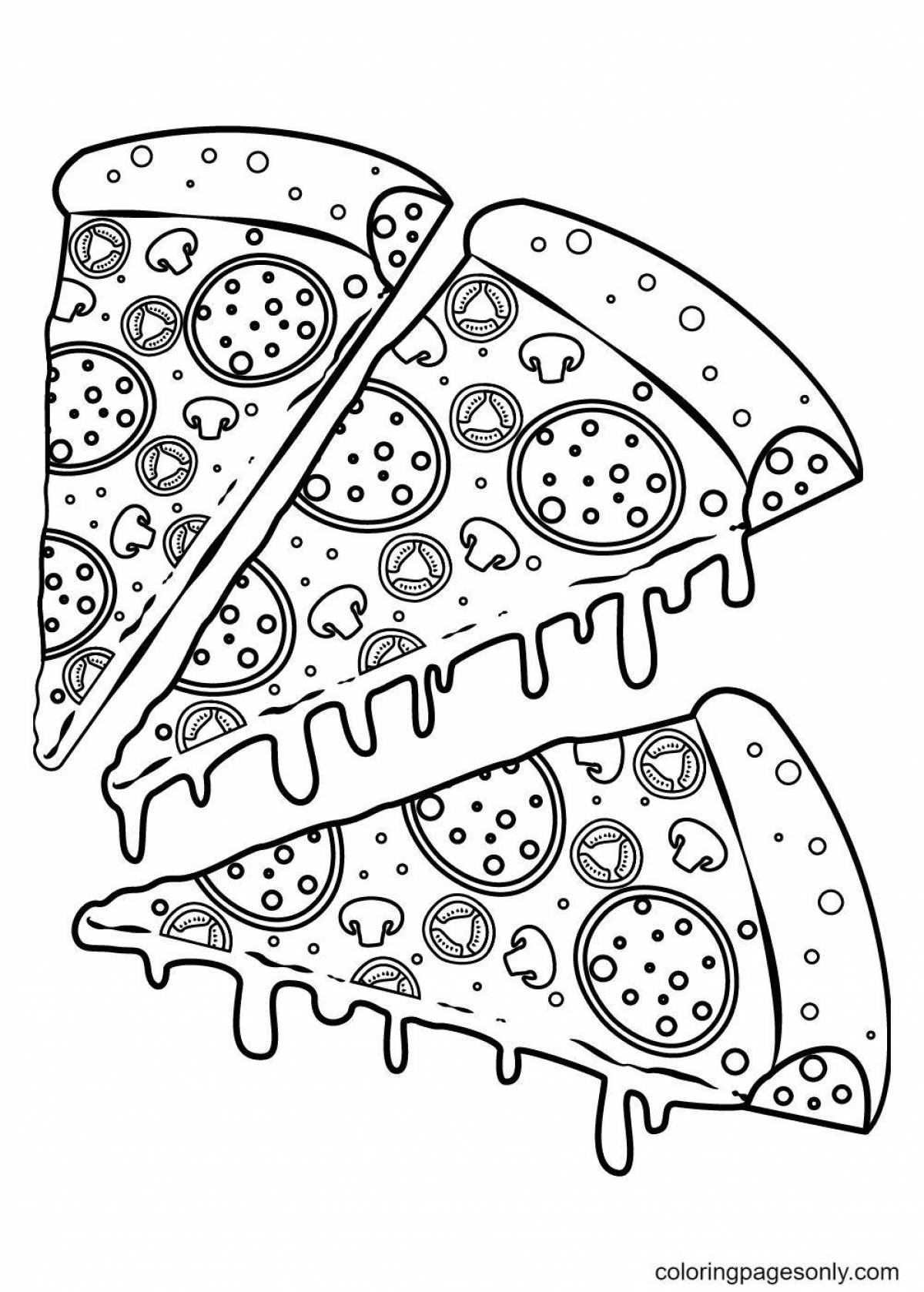 Charming pizza slice coloring book