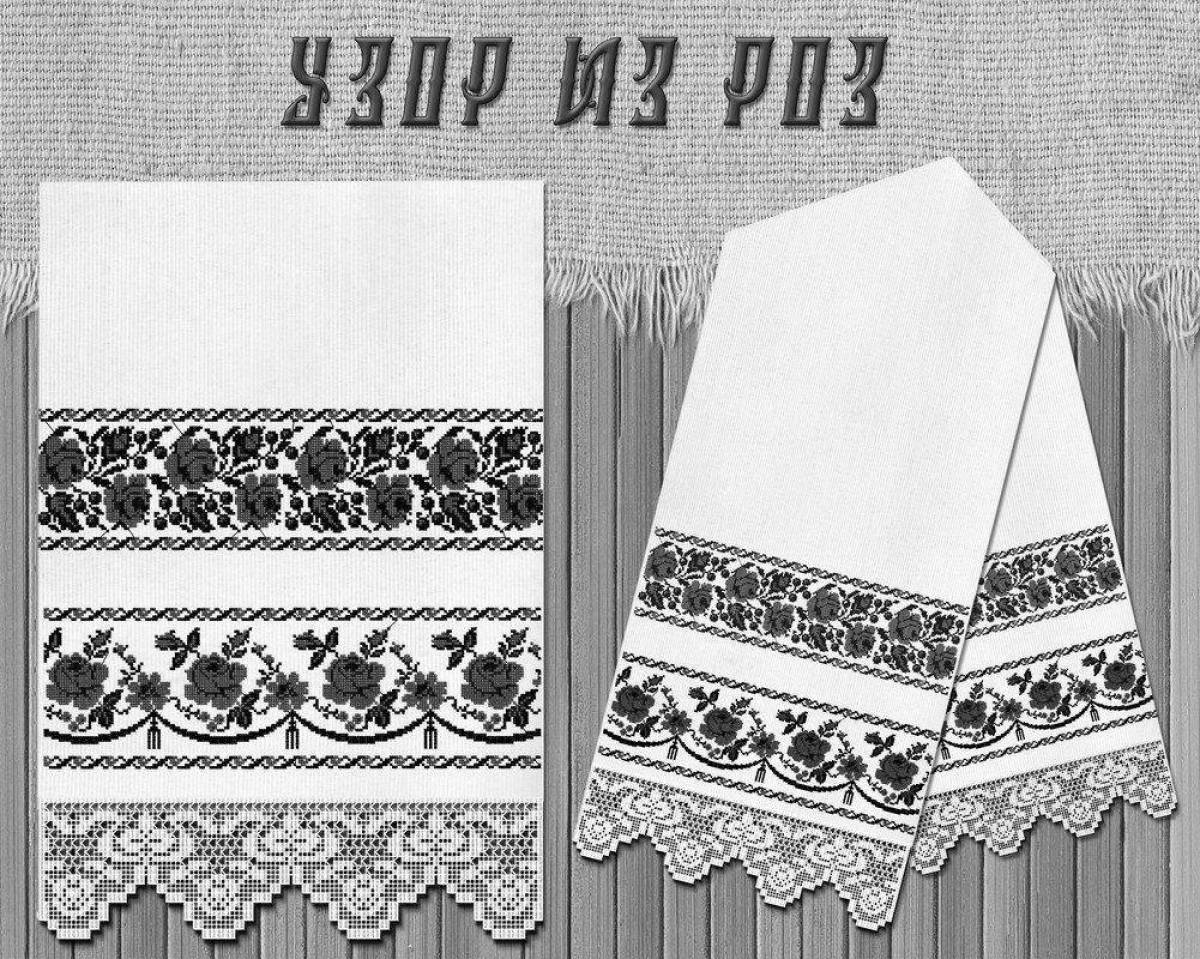 Coloring page stylish Belarusian towel