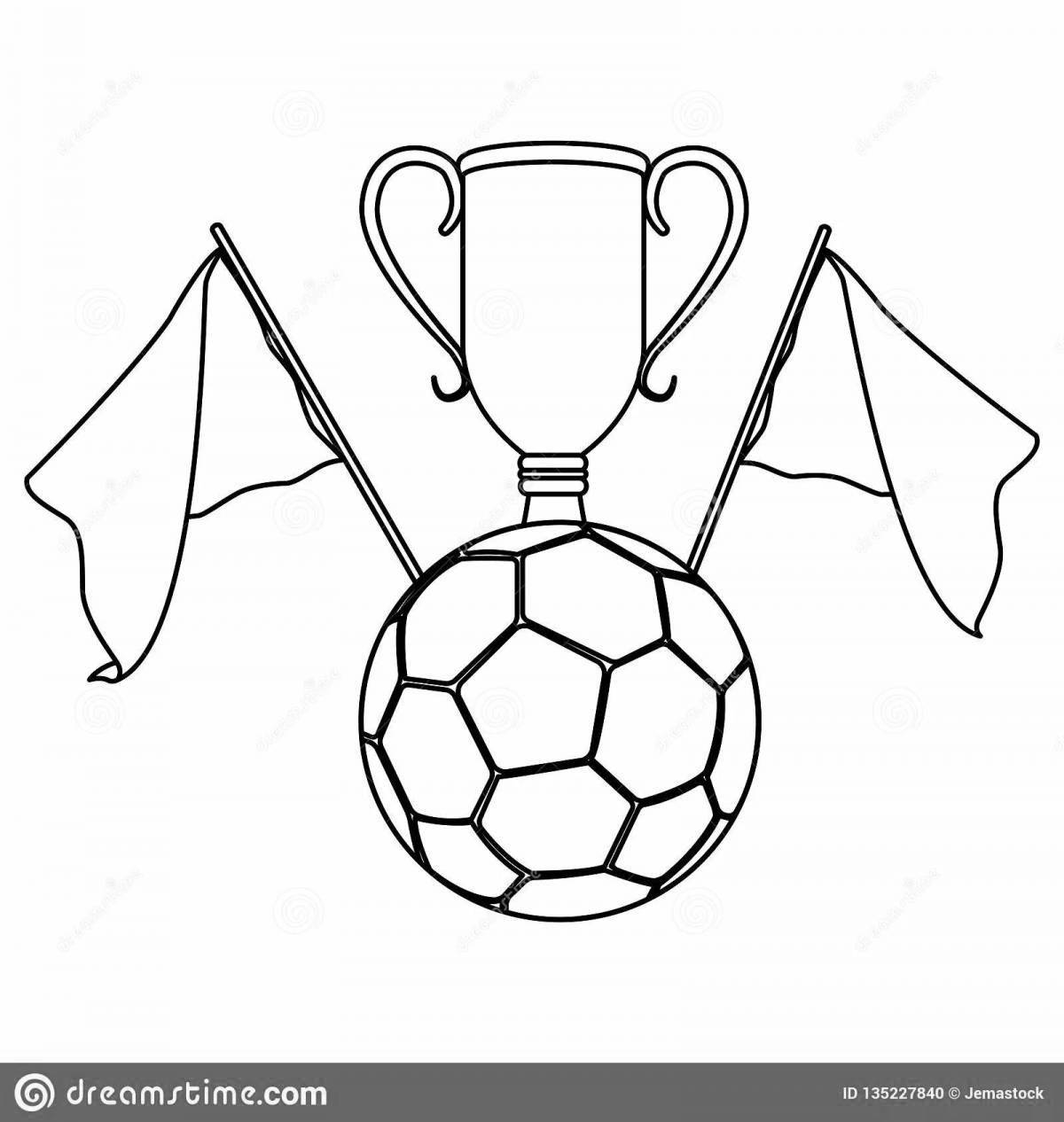 Coloring book shining football cup