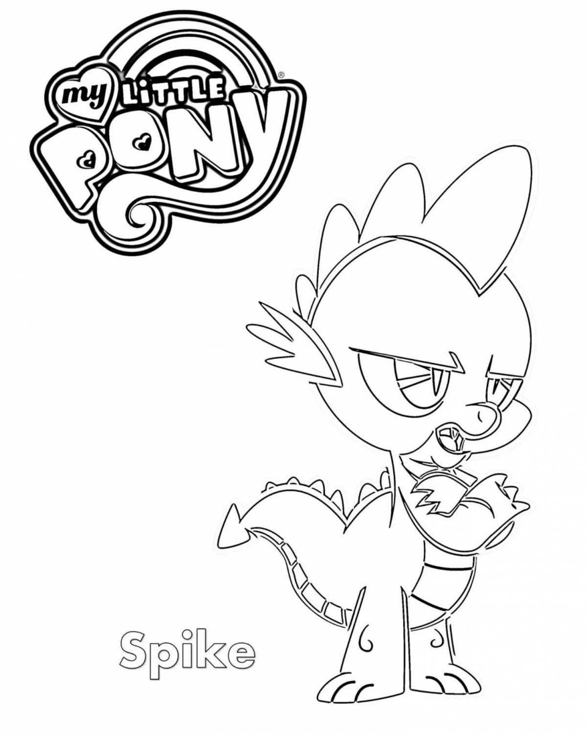 Ecstatic coloring page spike pony