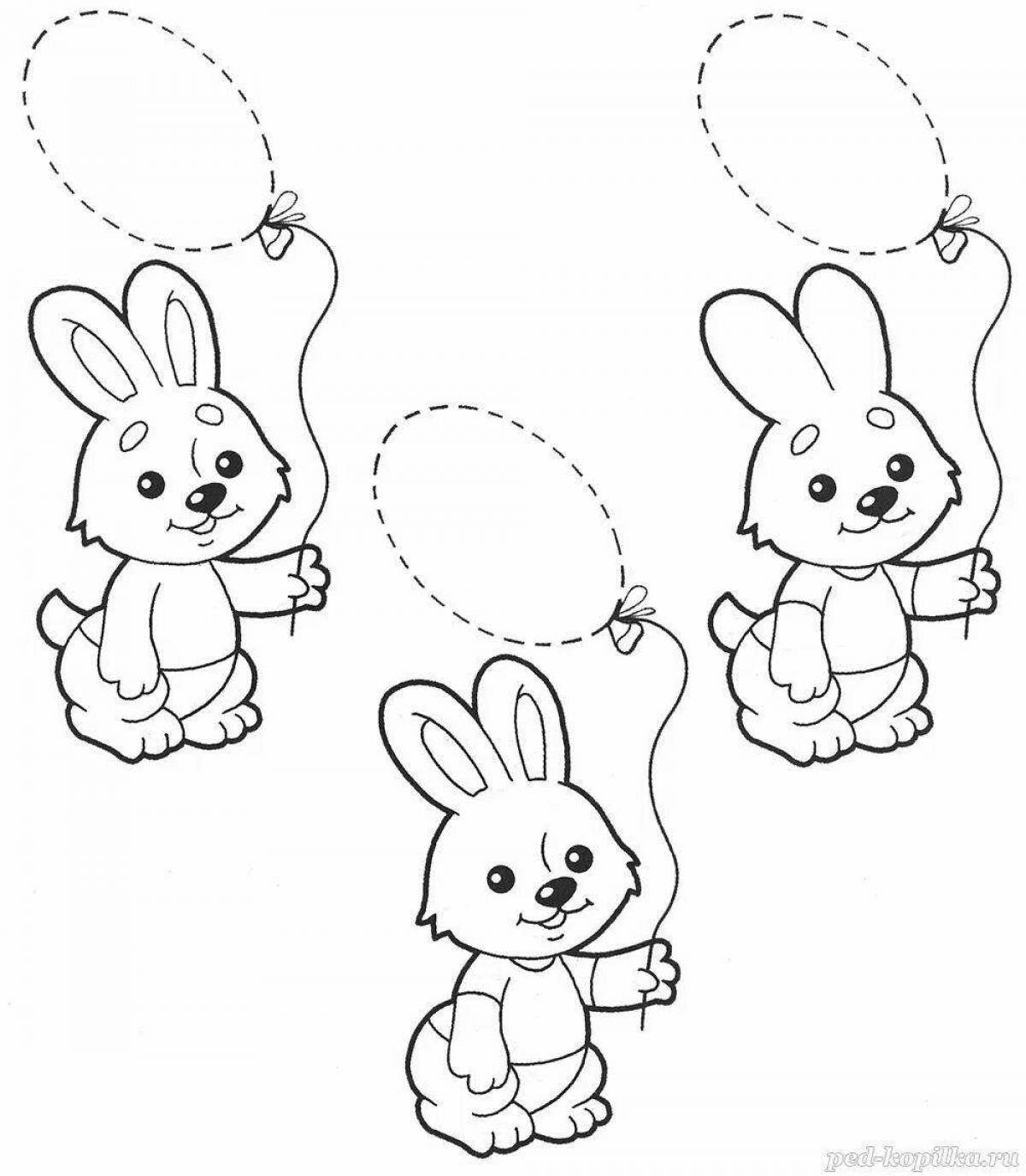 Coloring book animated rabbit toy