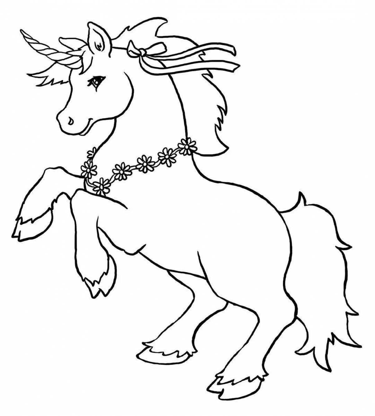 Elegant coloring horse unicorn
