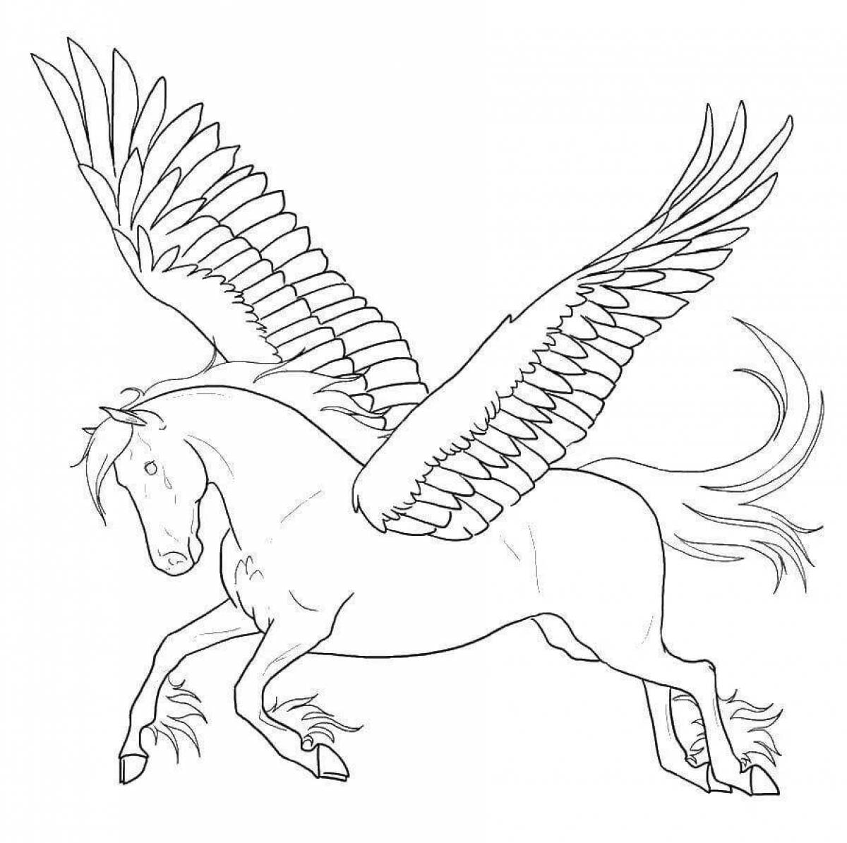 Fantastic coloring horse unicorn