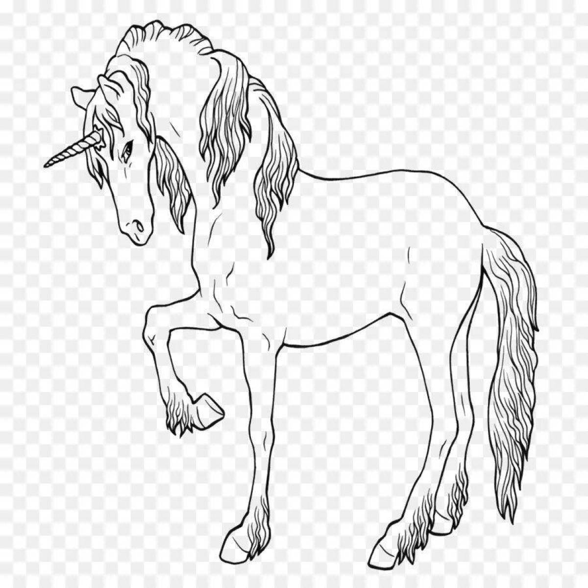 Grand coloring page horse unicorn