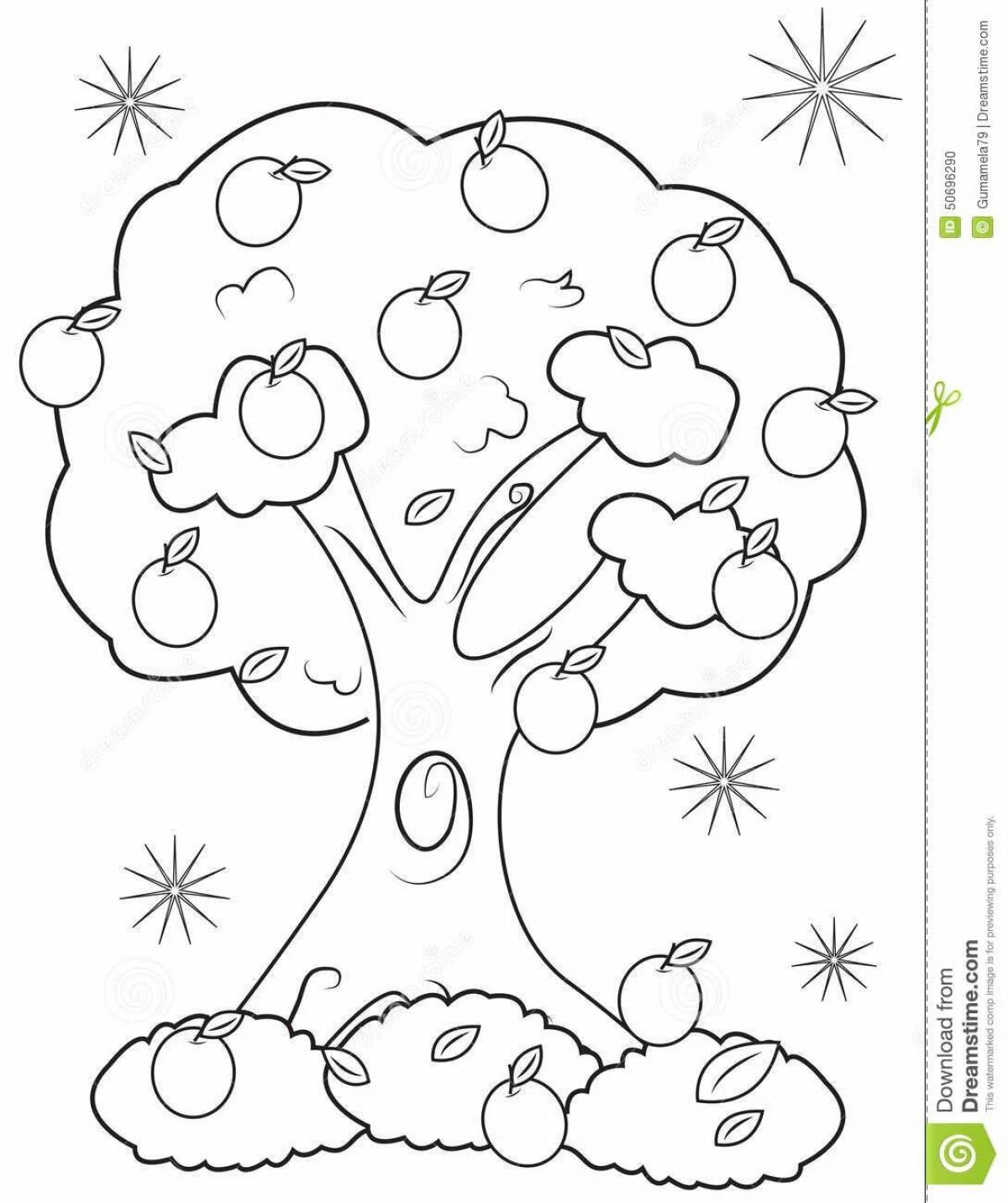 Exciting pear tree coloring page