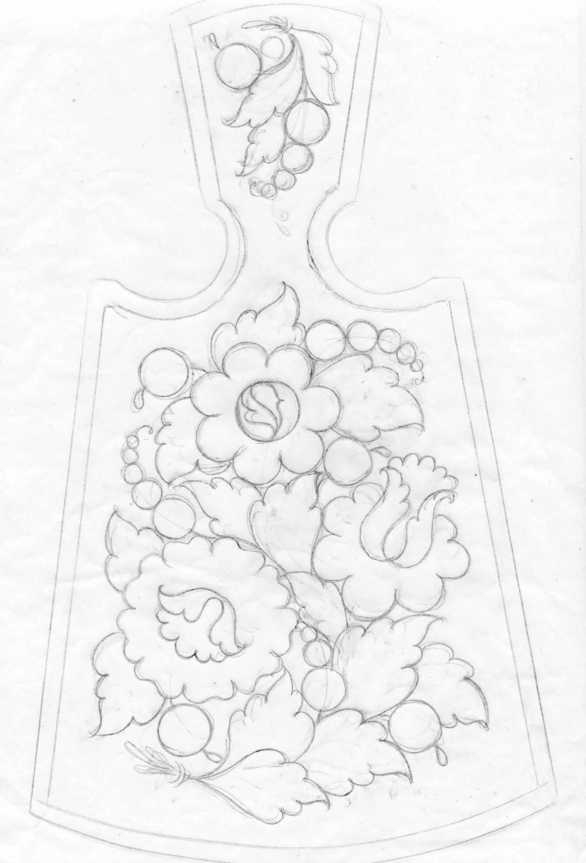 Coloring page charming Gzhel tray