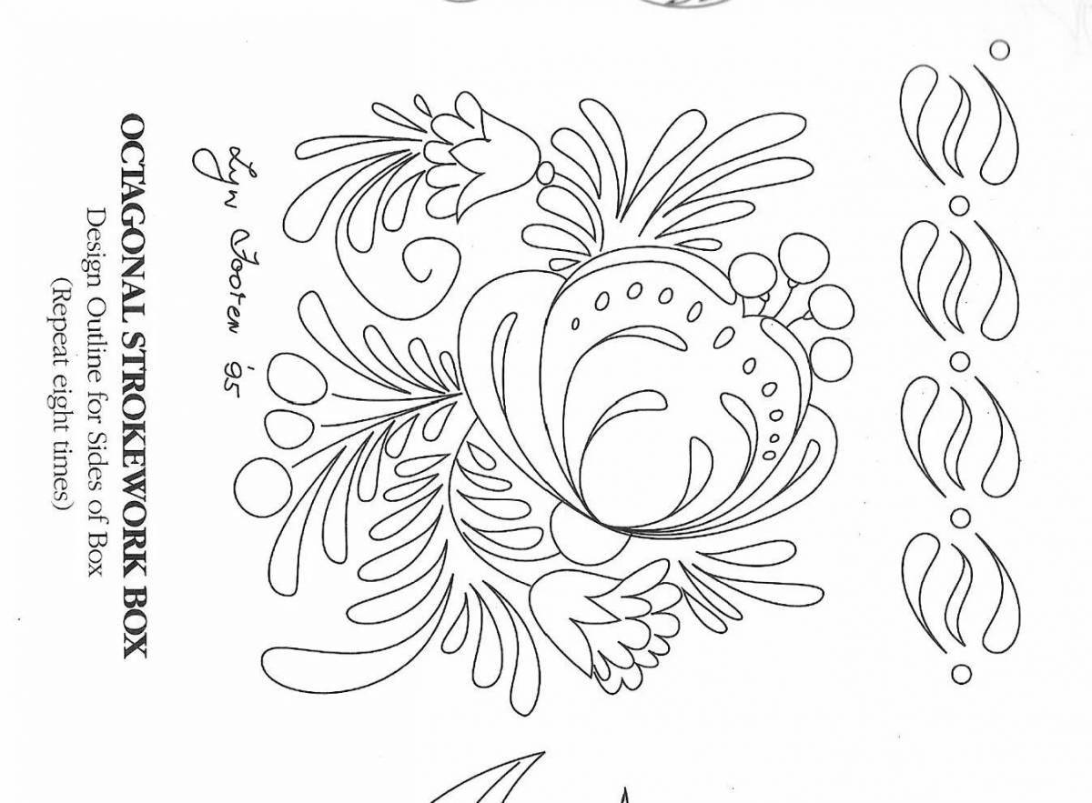 Coloring page graceful gzhel tray
