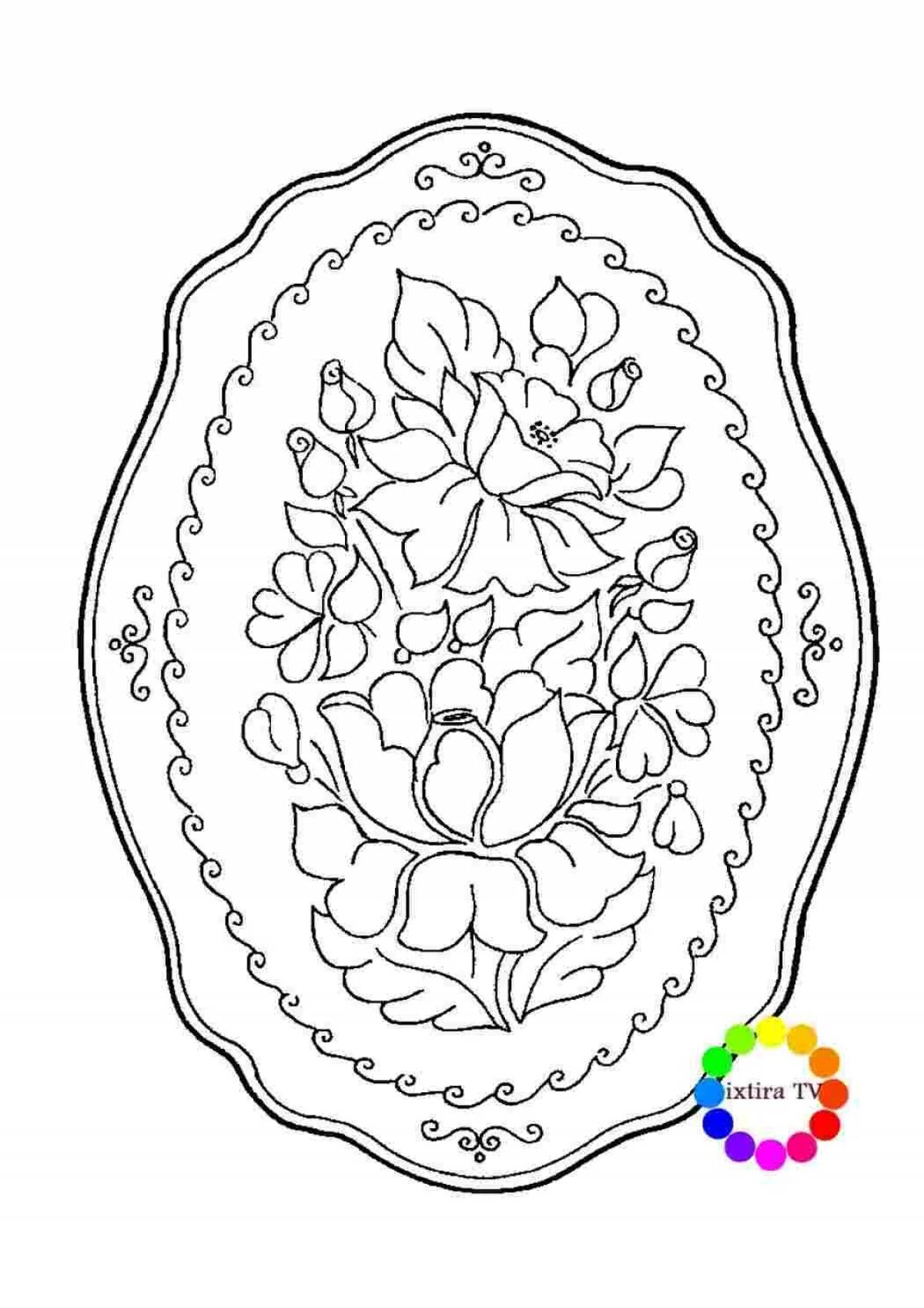 Coloring tray with decorative gzhel