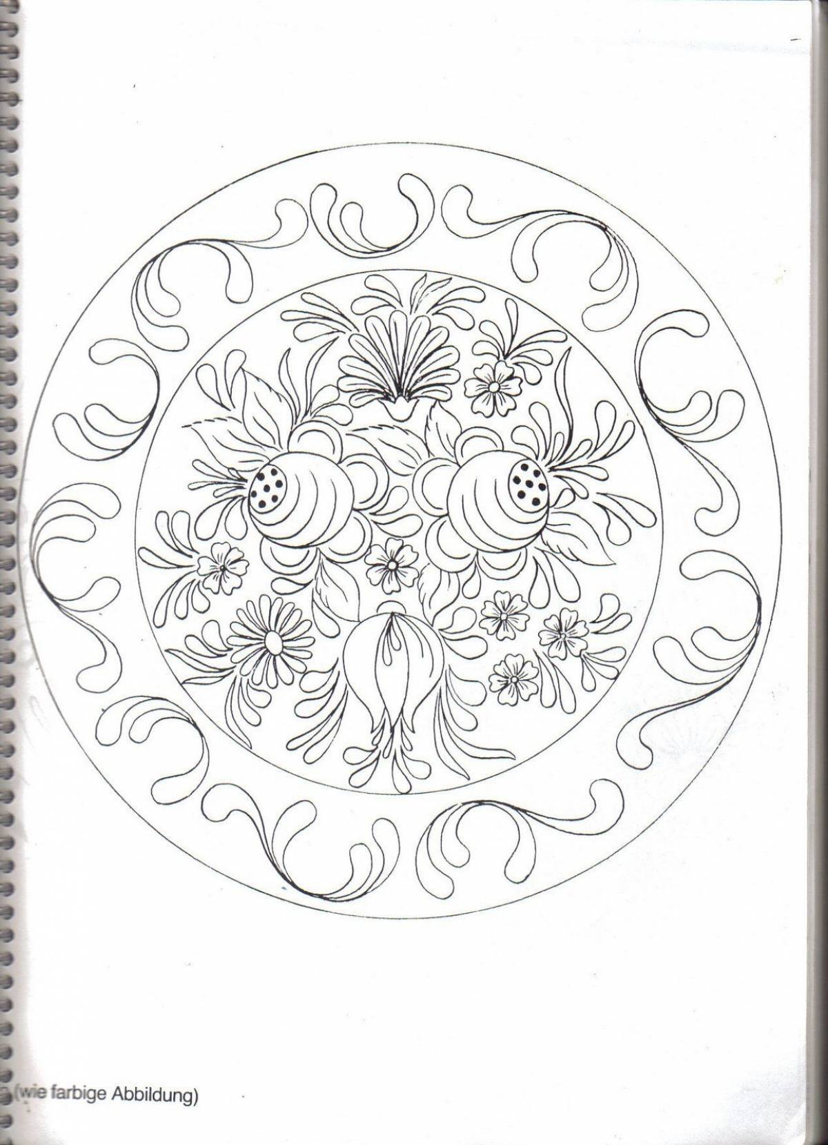 Coloring page attractive Gzhel tray