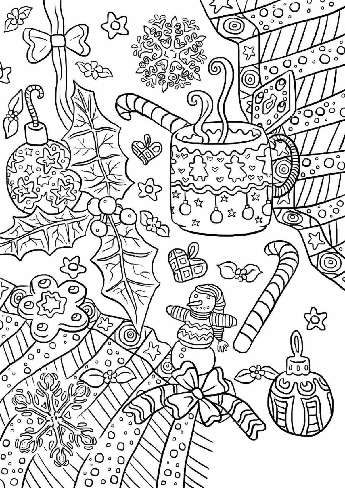 Serene coloring page anti-stress christmas