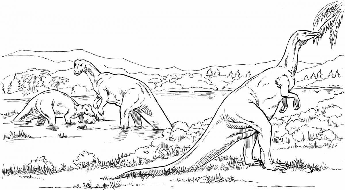 Раскраска весёлый травоядный динозавр