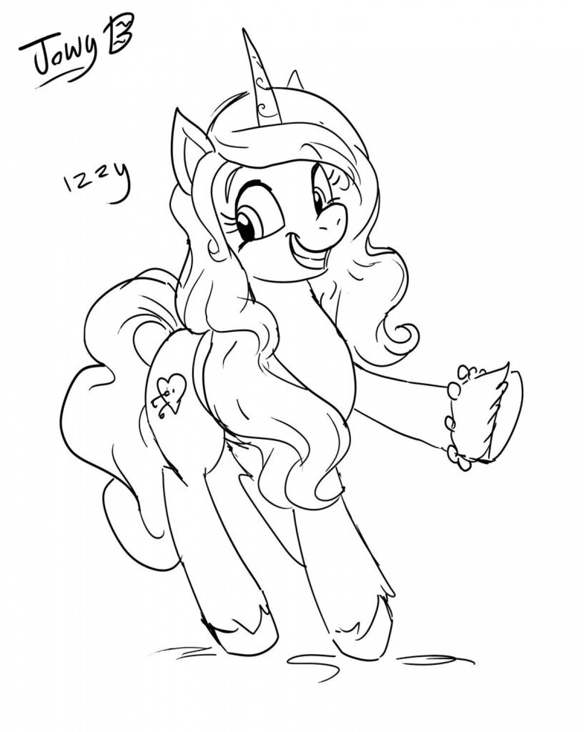 Easy pony coloring page animated