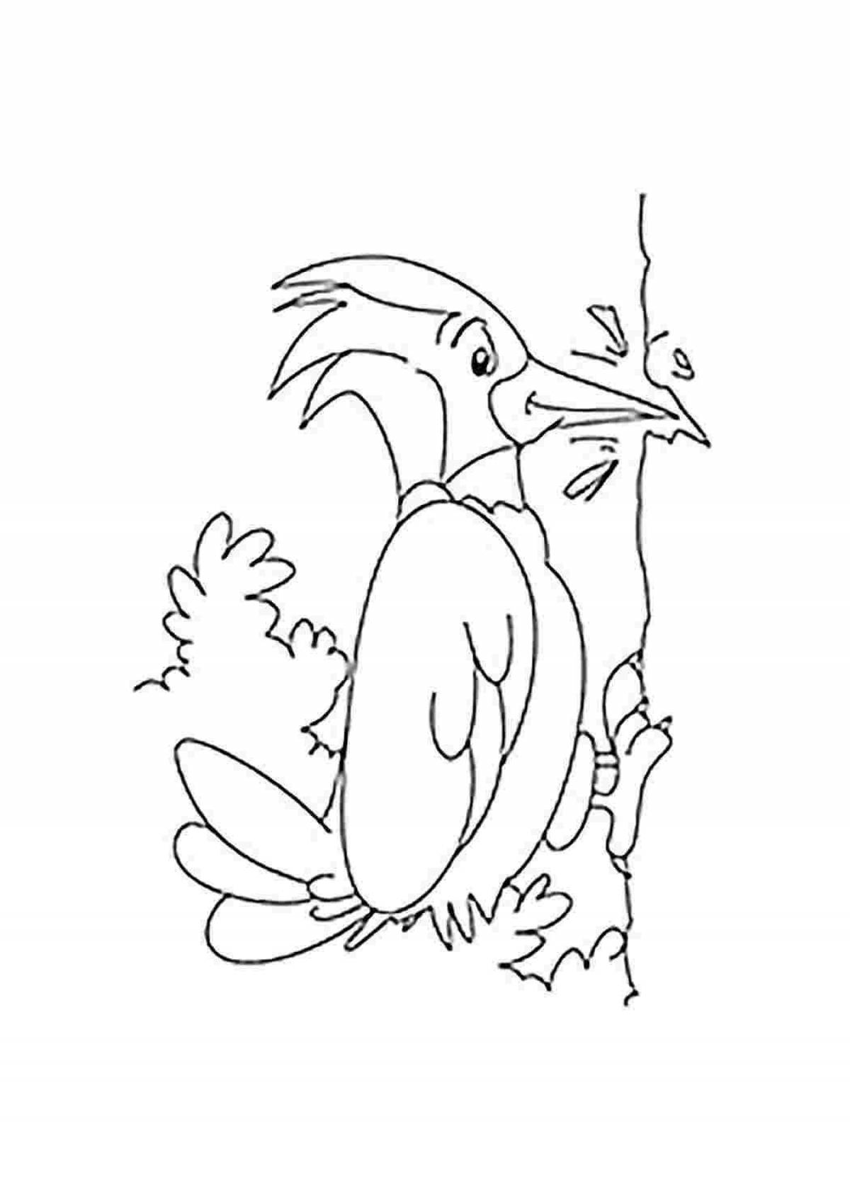 Sweet woodpecker coloring page