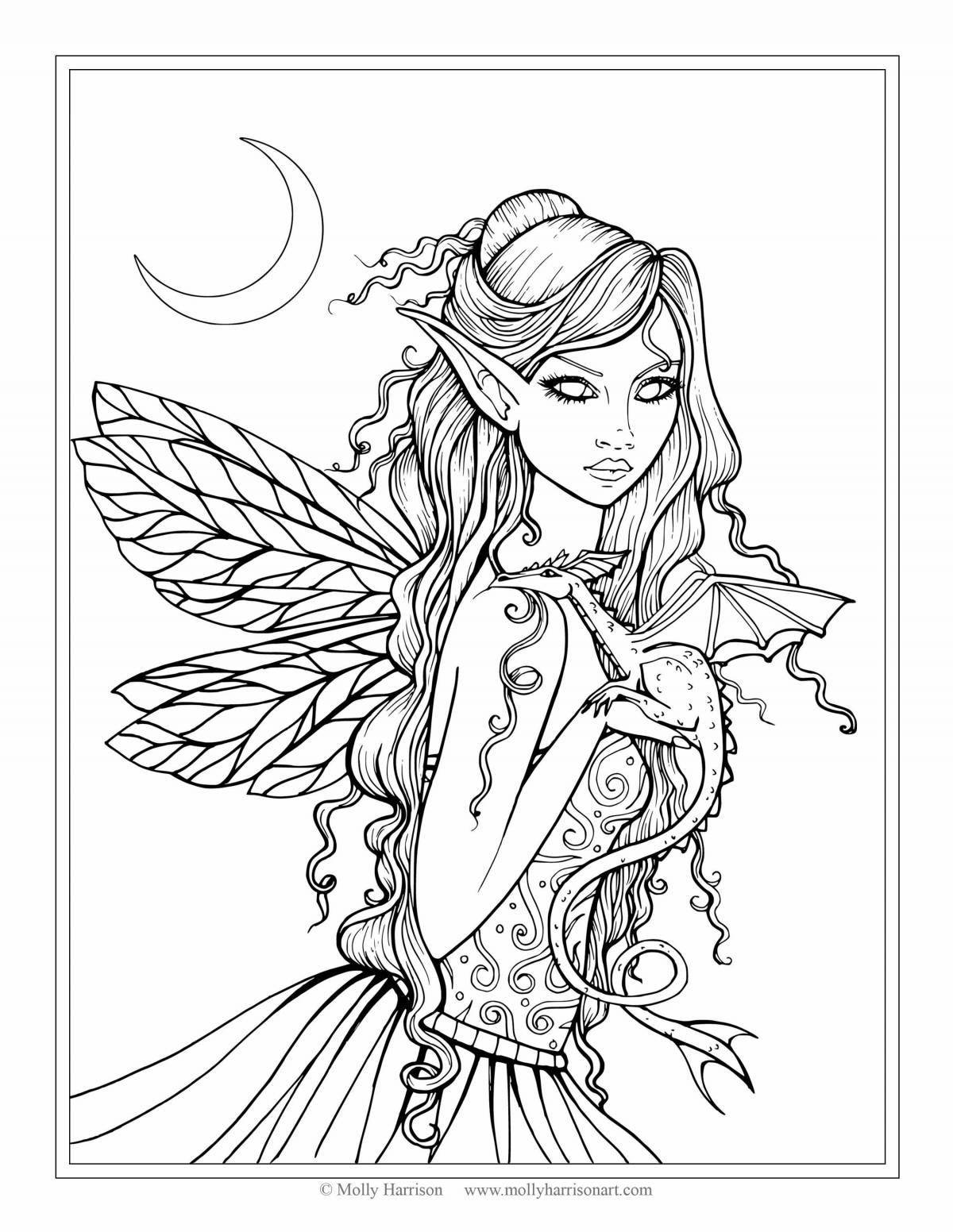 Exquisite fantasy girl coloring book