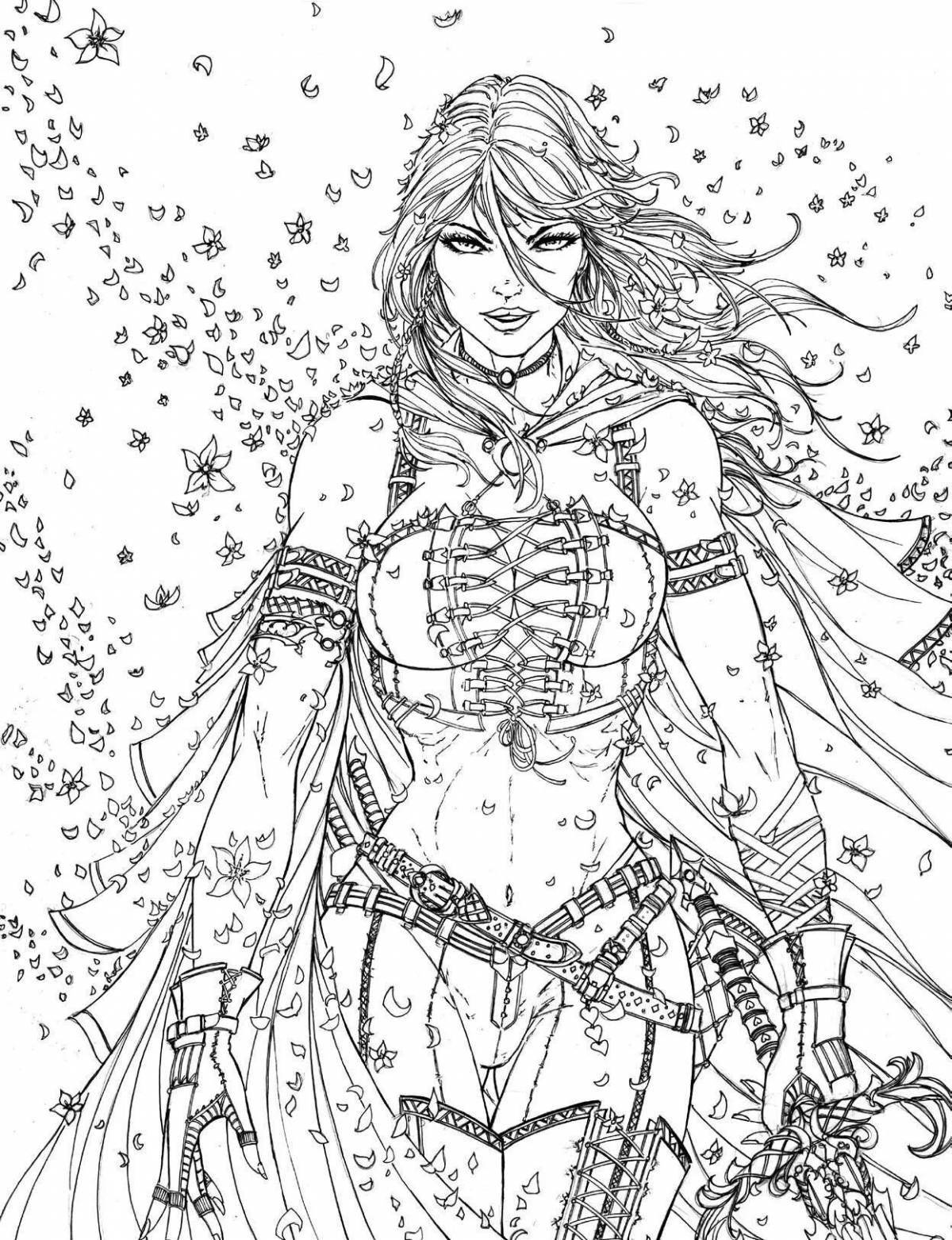 Coloring page graceful fantasy girl