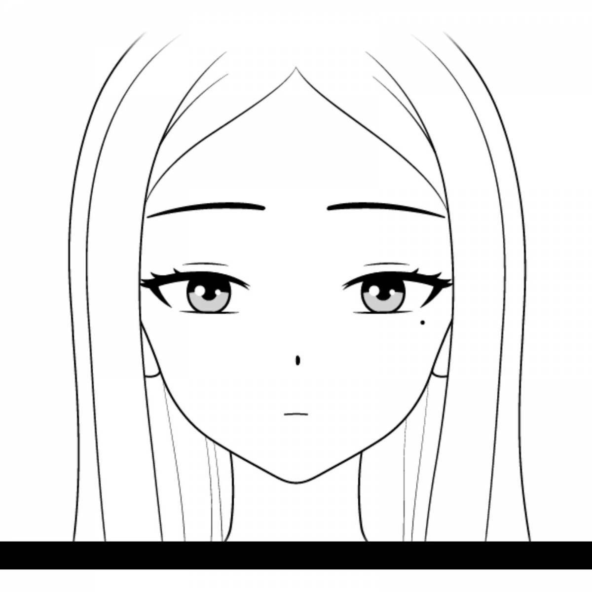 Coloring book bold anime portrait