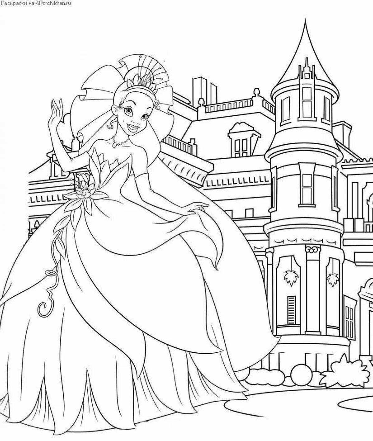 Блестящая раскраска принцесса дворец