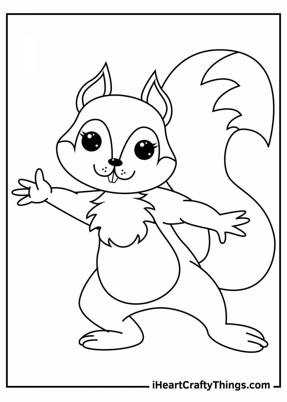 Adorable little squirrel coloring book
