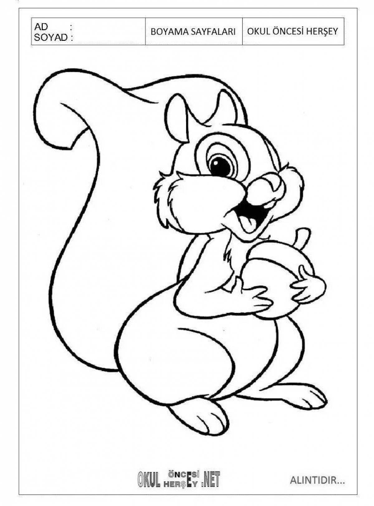 Coloring page mischievous squirrel