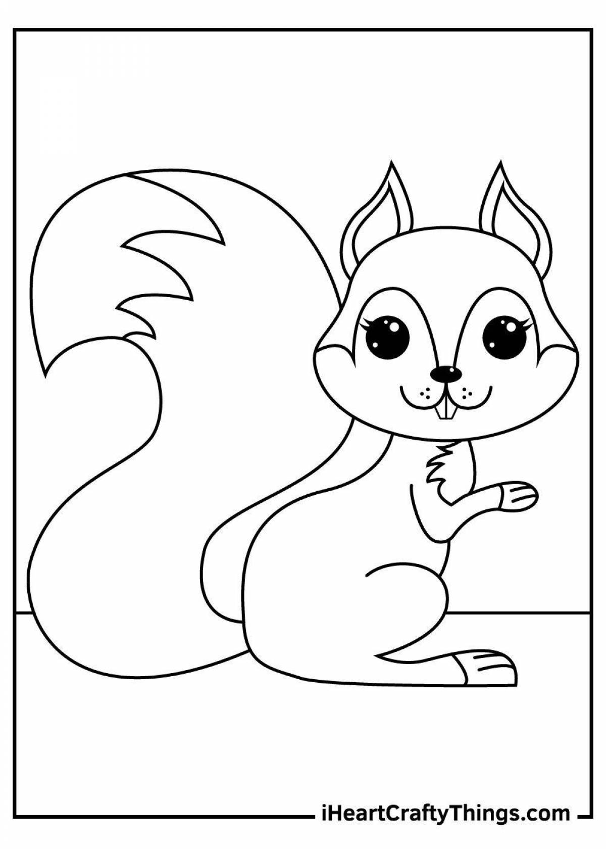 Photo Little squirrel coloring book
