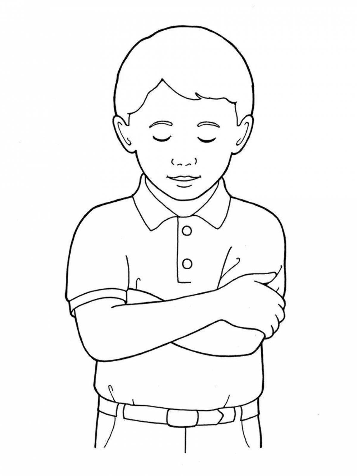 Gloomy sad boy coloring book