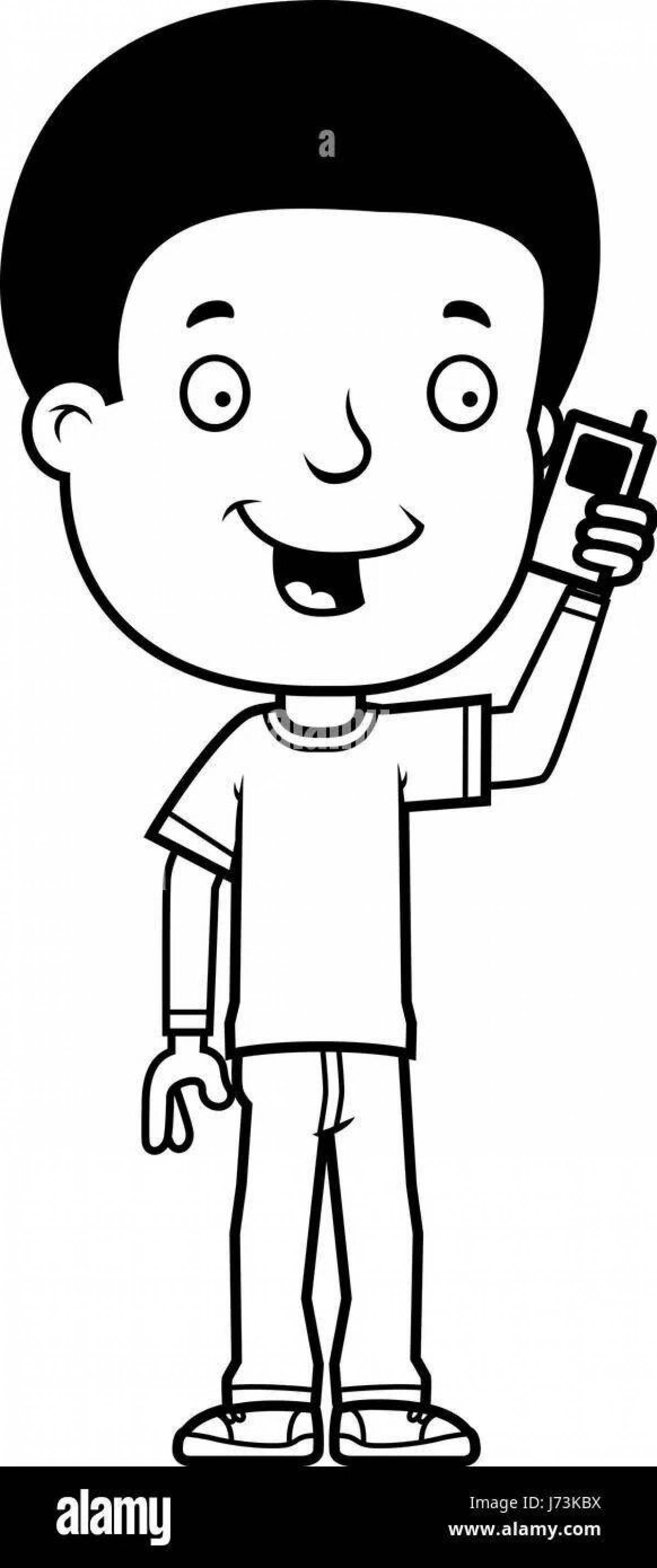 Coloring page melancholy sad boy