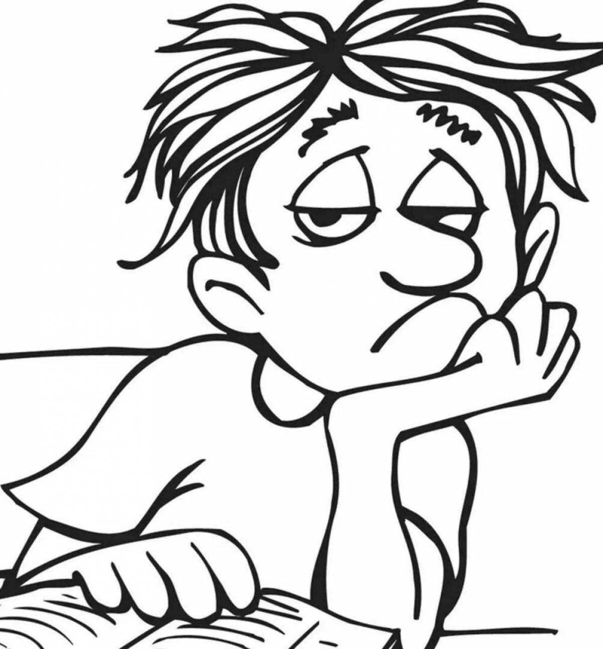 Suffering coloring sad boy