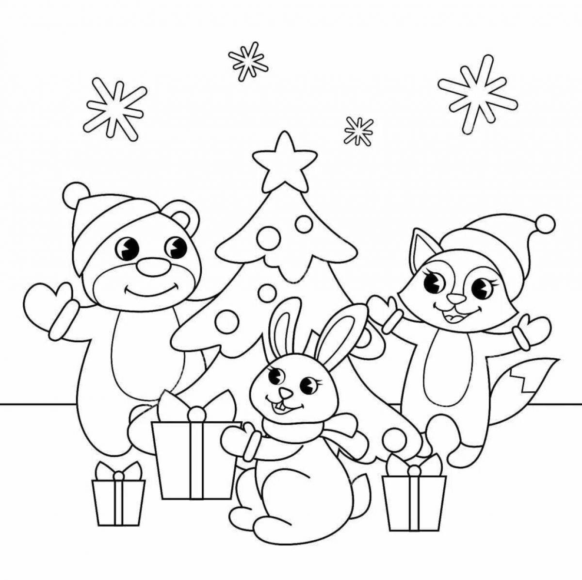 Fox Festive Christmas Coloring Page