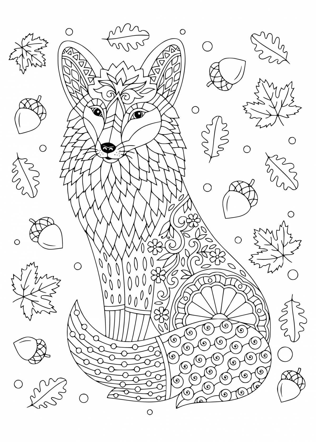 Bright fox Christmas coloring